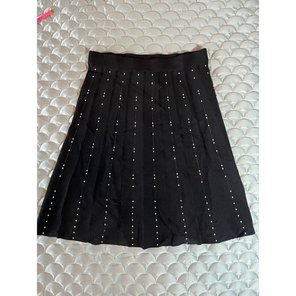 H&M A-Line Black White Polka Dot Sweater Flare Women's Midi Skirt sz Large New - Picture 2 of 6